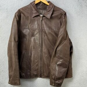 Wilsons Leather M Julian Mens 2XL Jacket Bomber Brown 100% Leather Full Zip EUC